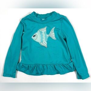 GYMBOREE Girls Fish Applique Swim RashGuard Top 18-24m Coastal July Refresh